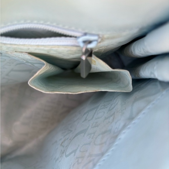 Furla Greta GUC+ Vintage Aqua Leather Double Handle Y2K Satchel Shoulder Bag - Picture 5 of 12